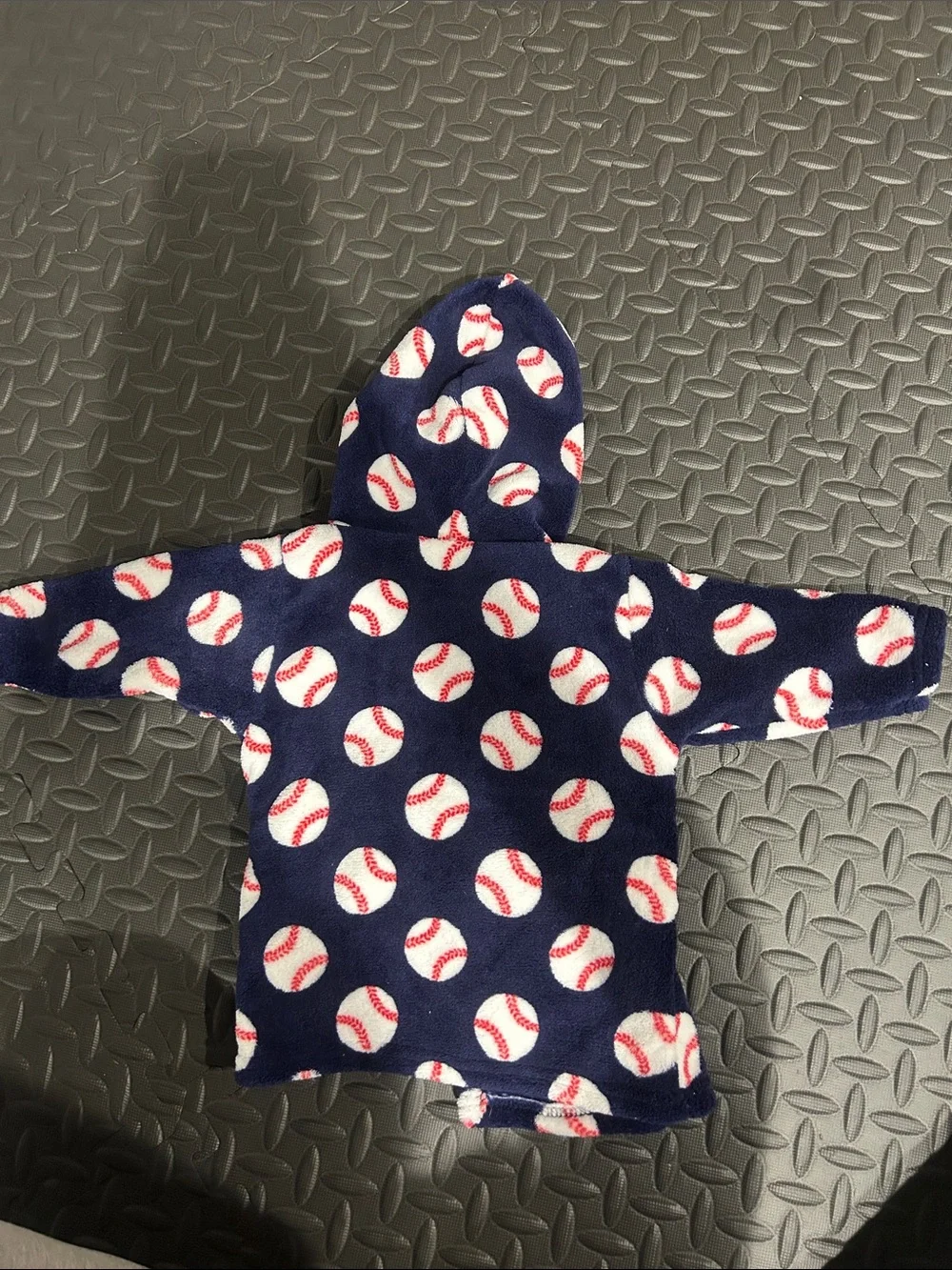 Luvable Friends Navy Baseball Print Hooded Plush Robe